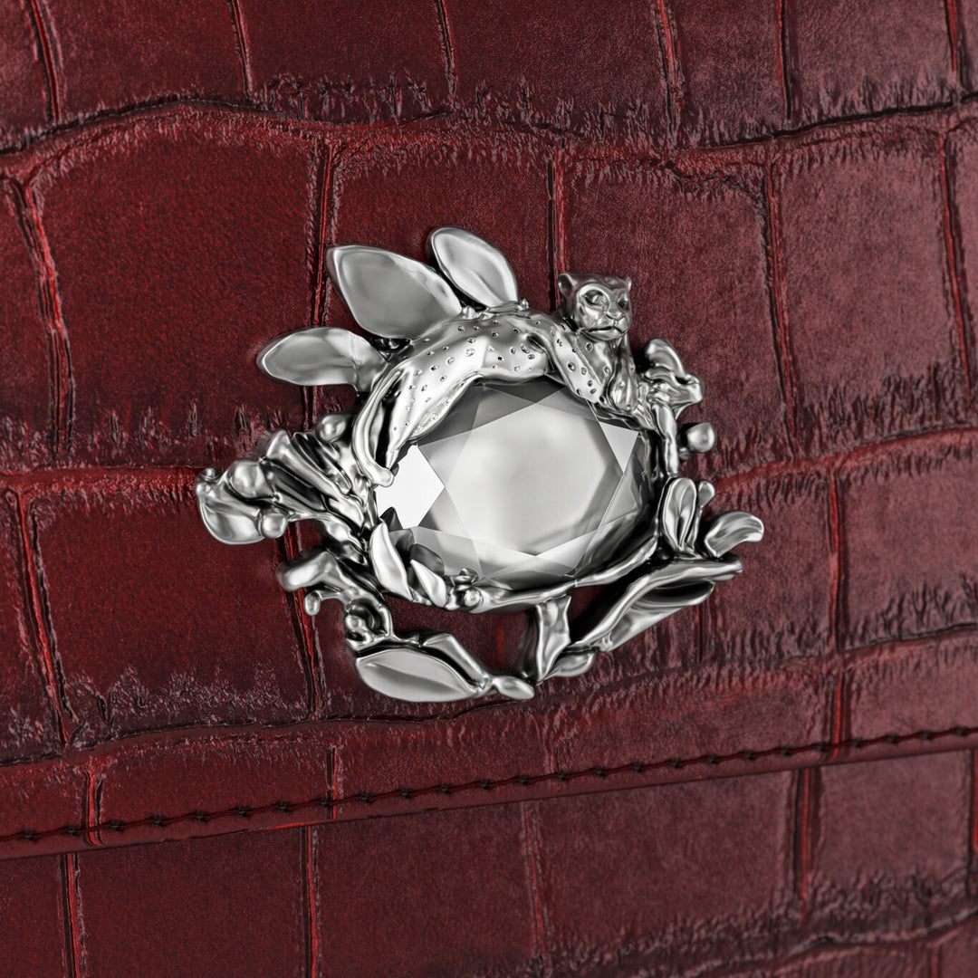 Giovanni Raspini continental wallet jungle croco burgundy leather Wallet in leather and white bronze decoration L0033