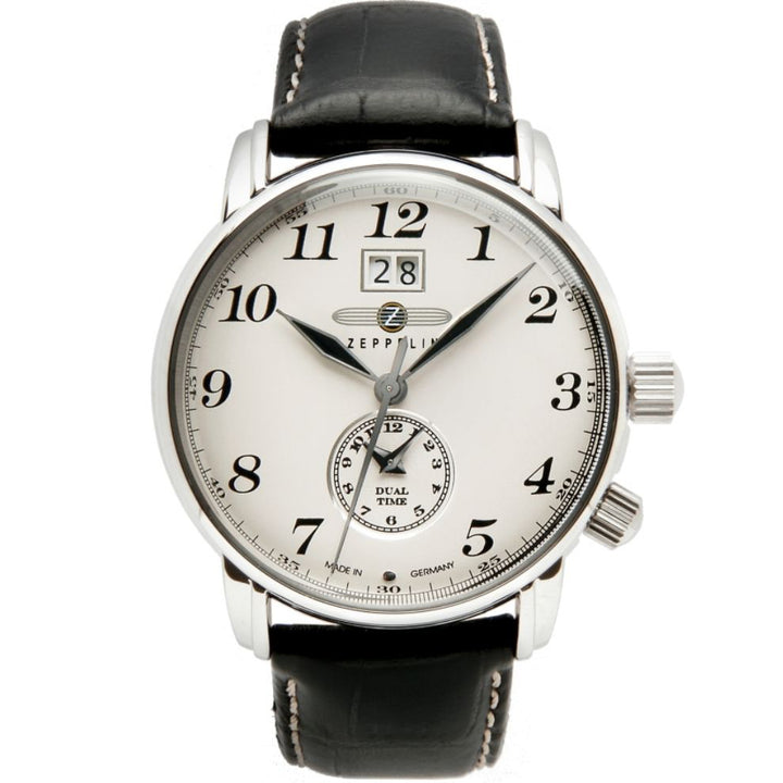Zeppelin horloge LZ127 Graf Dual Time 42mm beige quartz staal 7644-5