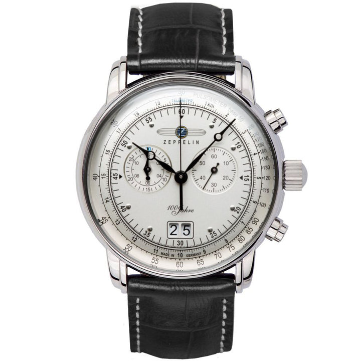 Zeppelin horloge 100 Years Zeppelin Chronograph 42mm zilver quartz staal 7690-1