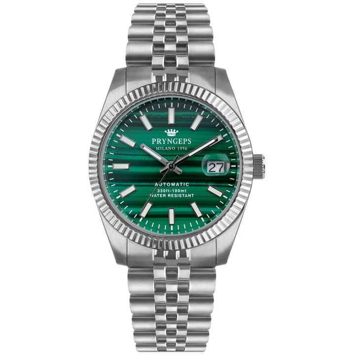 Pryngeps Erre X Malachiet horloge 40 mm groen quartz staal A1209 MA