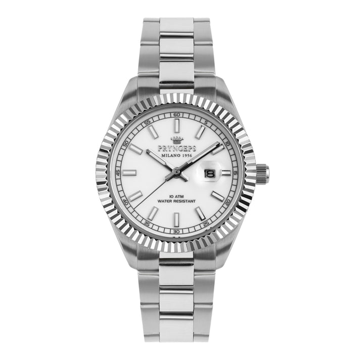 Pryngeps herenhorloge 41mm wit staal quartz A1212 BI