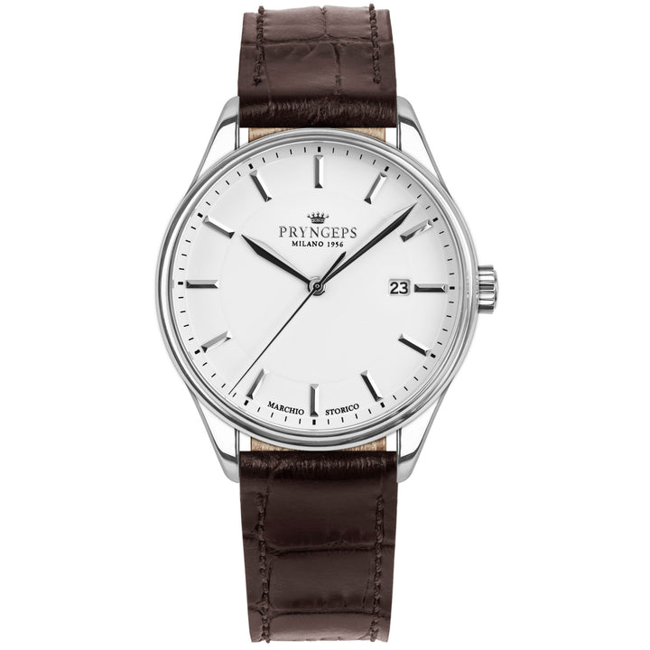 Pryngeps Slim Classic herenhorloge 41mm wit quartz staal A1214 BI