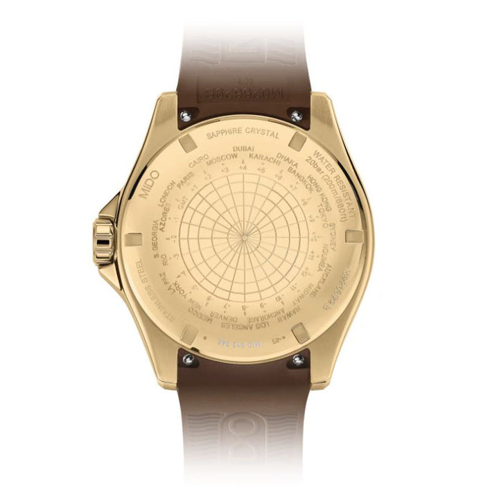Mido-Uhr Ocean Star GMT 44 mm, schwarzer Automatikstahl, PVD-Gelbgold-Finish M026.629.37.291.00