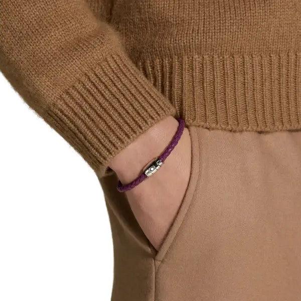 Montblanc 3-ring stalen en leren armband Meisterstück Cassis maat M 13431363