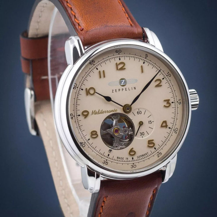 Zeppelin watch LZ121 Mediterranèe Automatic Open 40mm beige automatic steel 9666-5