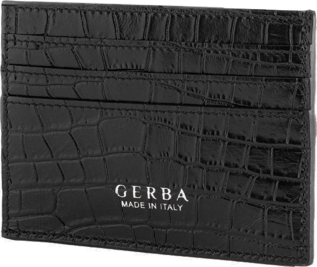 Gerba c.credito van kokoskalfsleer en zilvergerba-logo
