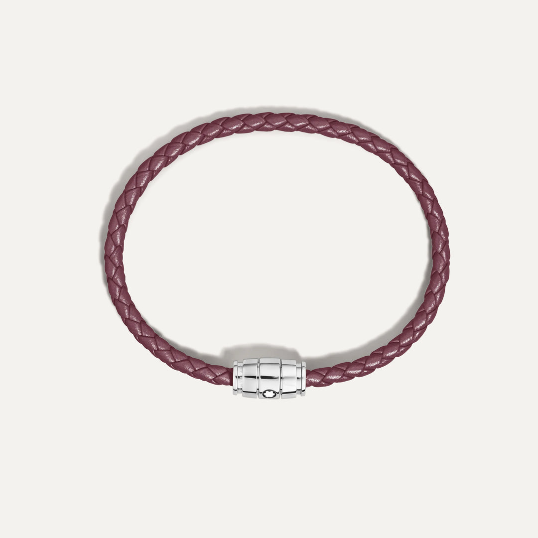 Montblanc 3-ring stalen en leren armband Meisterstück Cassis maat M 13431363