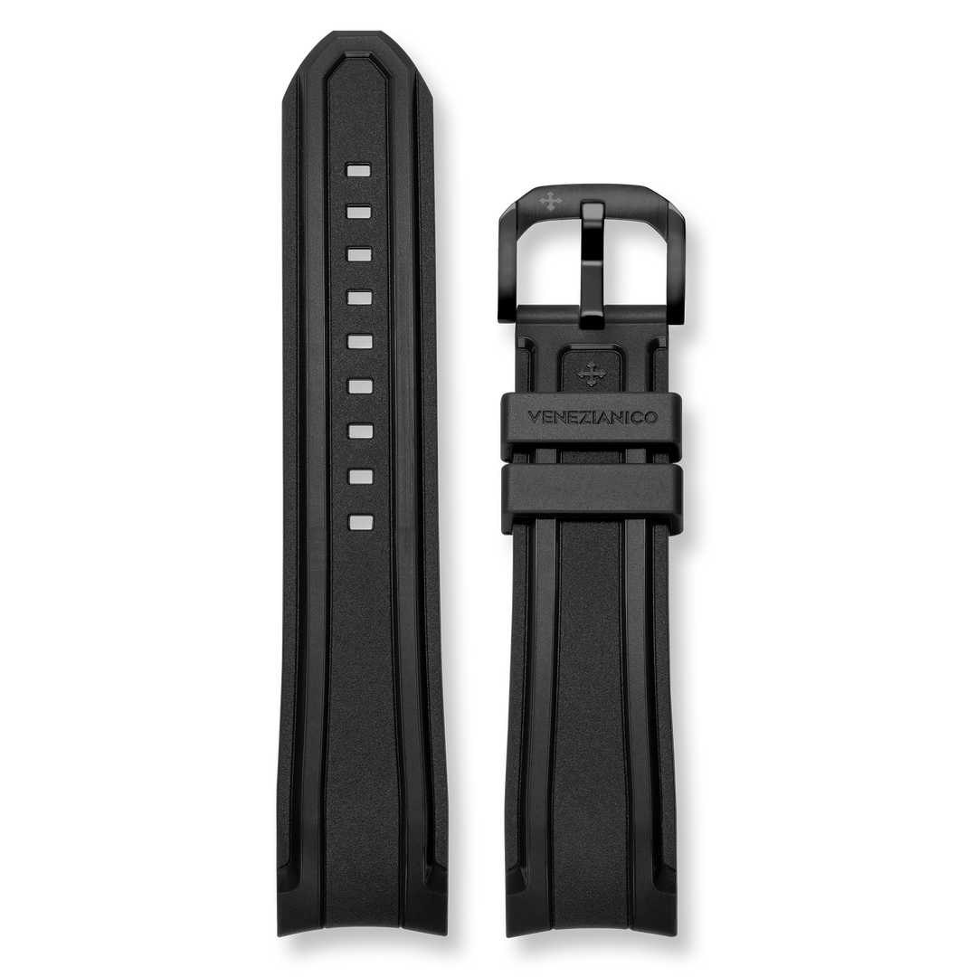 Venezianico 22mm Black PVD integrated rubber strap