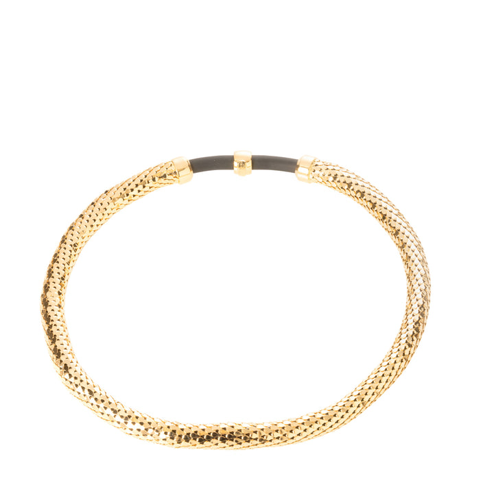 Federica Rossi bronzen choker ketting met schubben en rubber PVD afwerking 18kt goud FR.CO.32