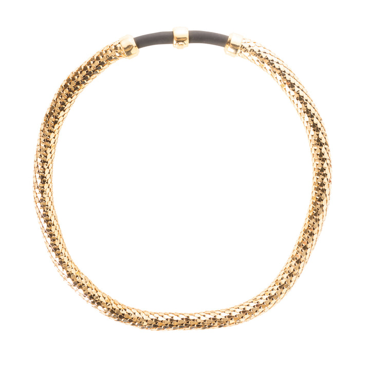 Federica Rossi bronzen choker ketting met schubben en rubber PVD afwerking 18kt goud FR.CO.32