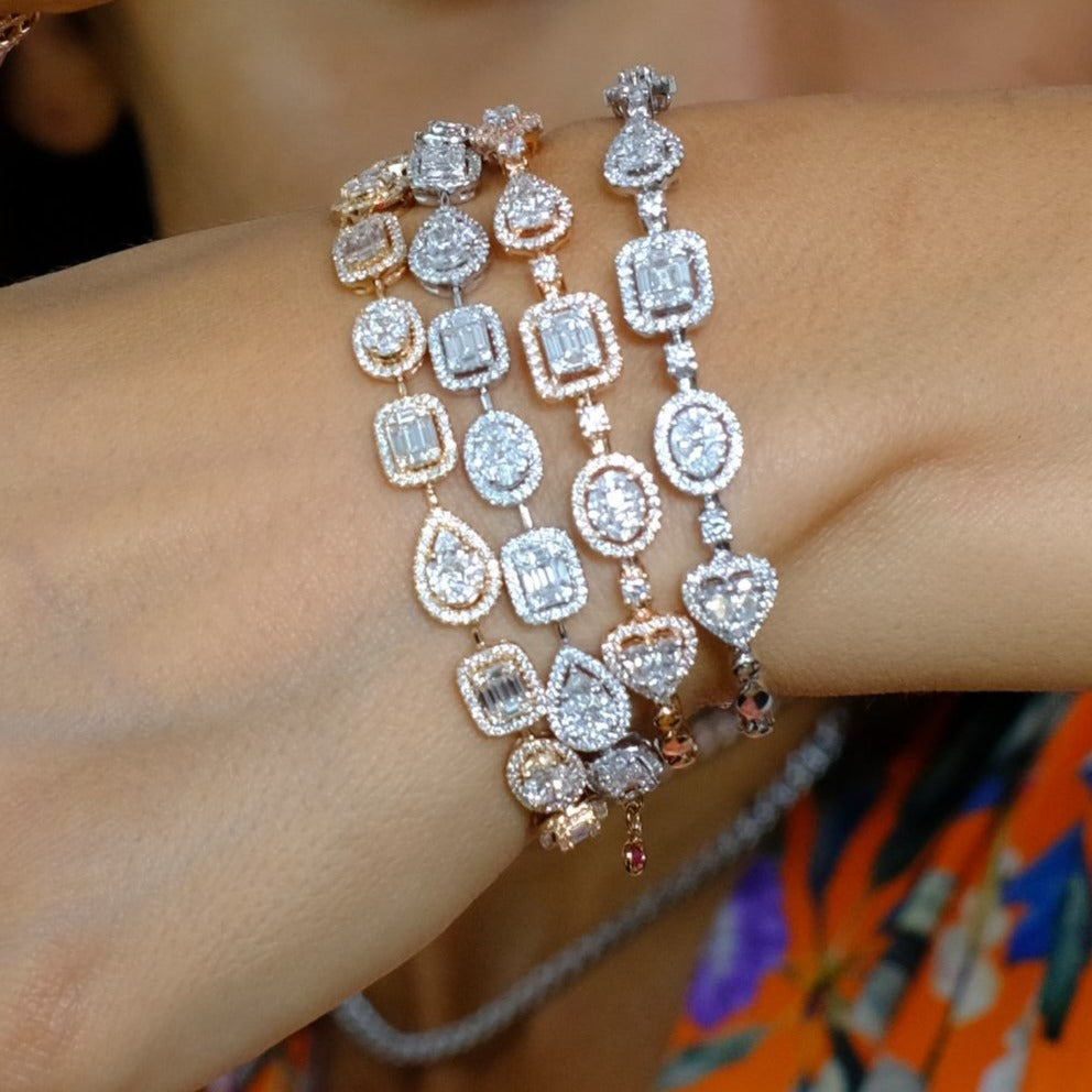 Zydo-Armband mit abwechselnd runden und Fancy-Diamanten in Weißgold 60673