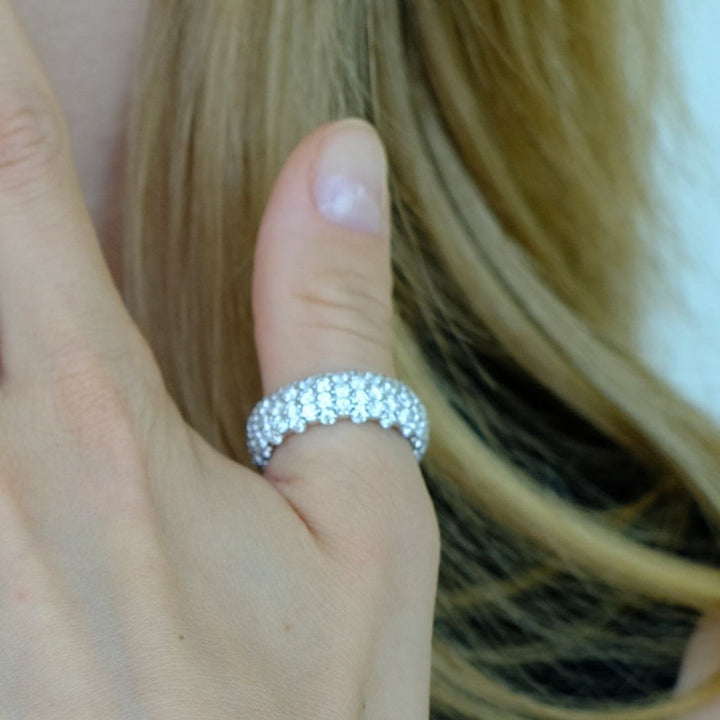 Zydo kleine elastische ring met roségouden diamanten koepel 55107