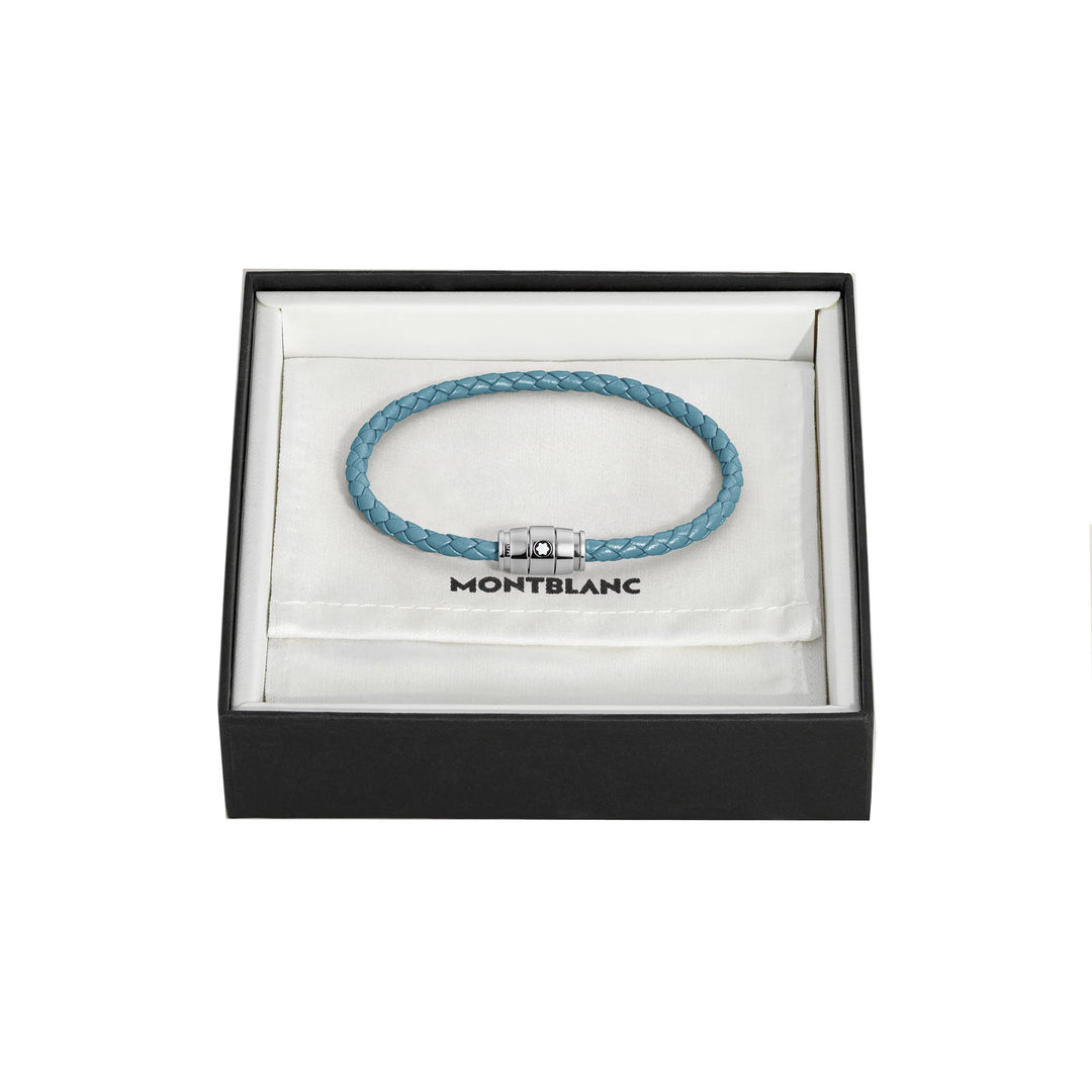 Montblanc 3-Ring-Stahlarmband und Meisterstück Blue Fumè-Leder, Größe M 13429363