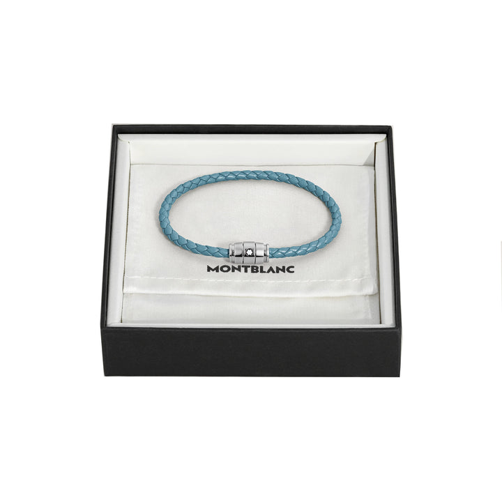 Montblanc 3-Ring-Stahlarmband und Meisterstück Blue Fumè-Leder, Größe M 13429363