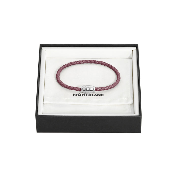 Montblanc 3-Ring-Armband aus Stahl und Leder Meisterstück Cassis Größe S 13431360