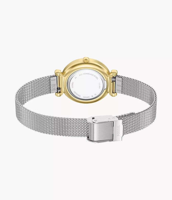 Fossil horloge Carlie Mini Mini 28mm parelmoer quartz staal met gele PVD-afwerking ES5463