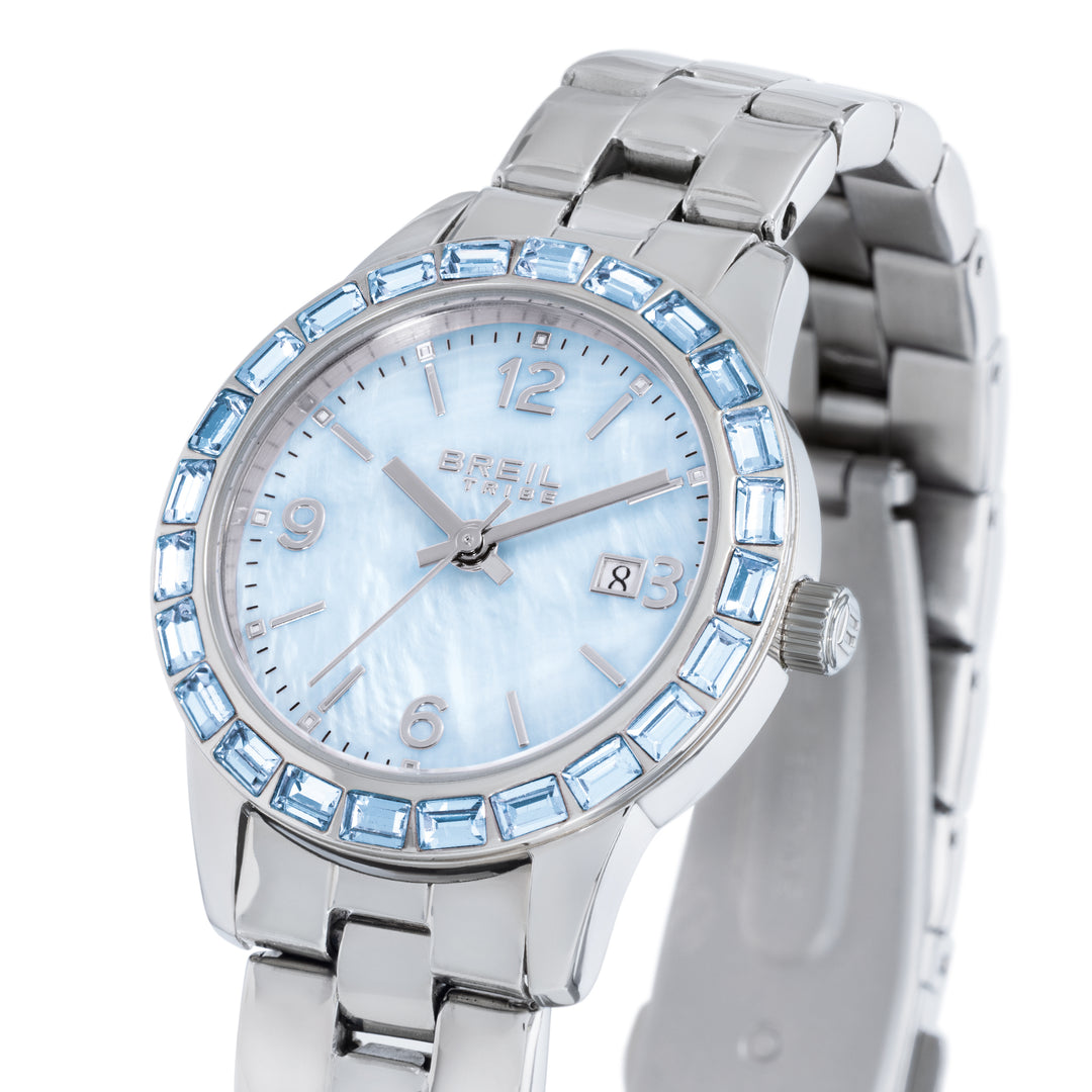 Breil Uhr Glow And Go 30 mm perlmuttblauer Quarzstahl EW0823