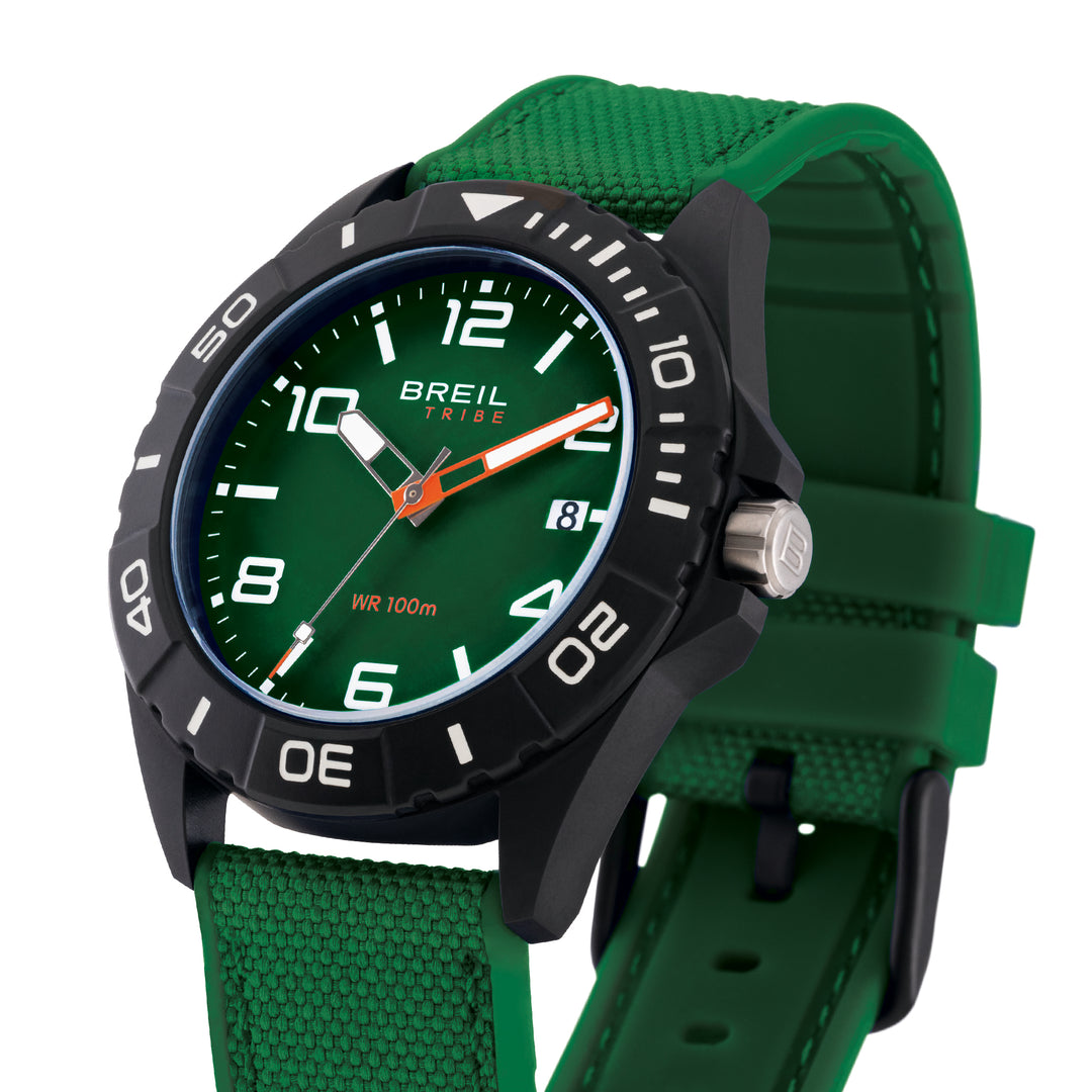 Breil watch Black Horizon 42mm green quartz steel black PVD finish EW0836