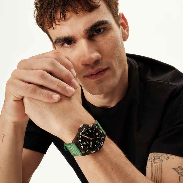 Breil watch Black Horizon 42mm green quartz steel black PVD finish EW0836