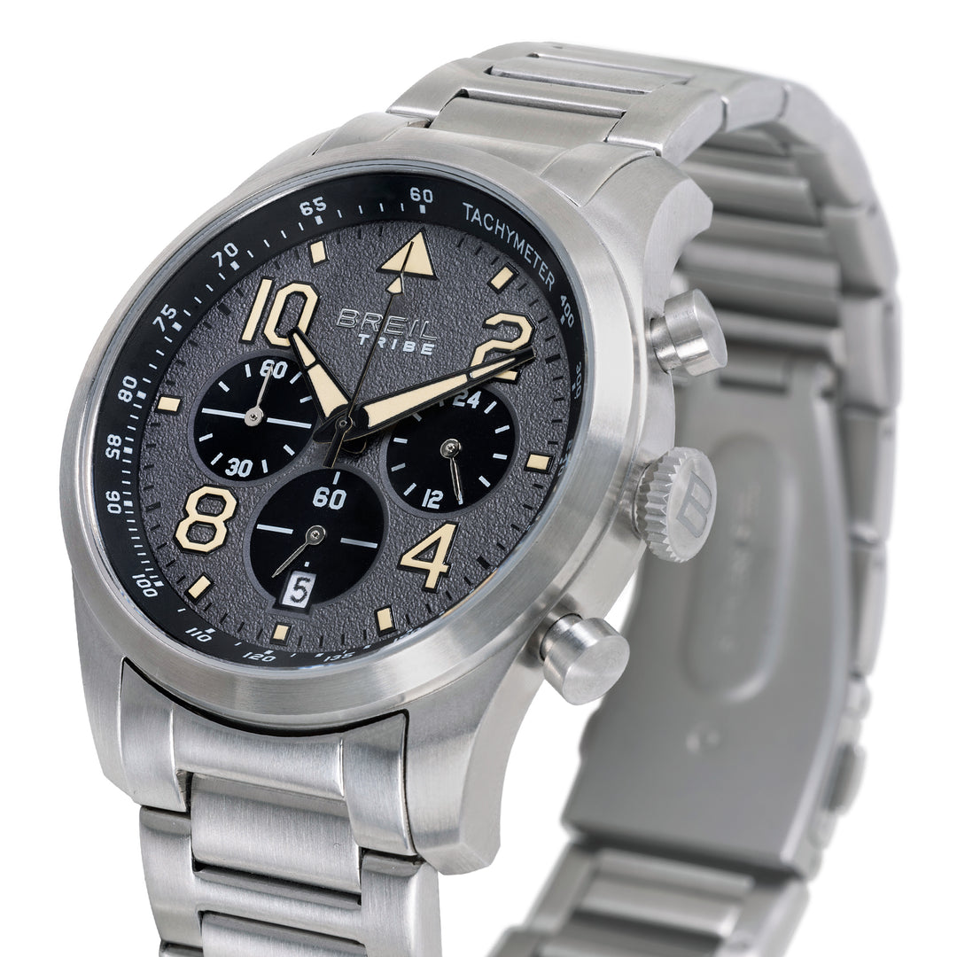 Breil Recon Chrono horloge 42mm grijs quartz staal EW0839