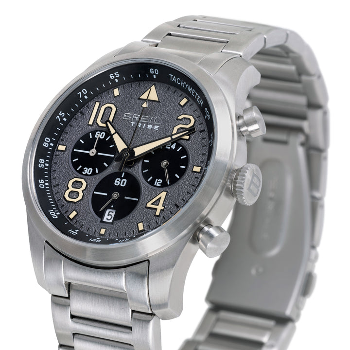 Breil Recon Chrono horloge 42mm grijs quartz staal EW0839