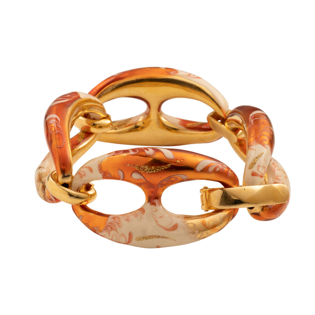 Federica Rossi Sea Collection armband Maglia Marina brons PVD afwerking 18kt goud oranje emaille en glitter FR.BR.22