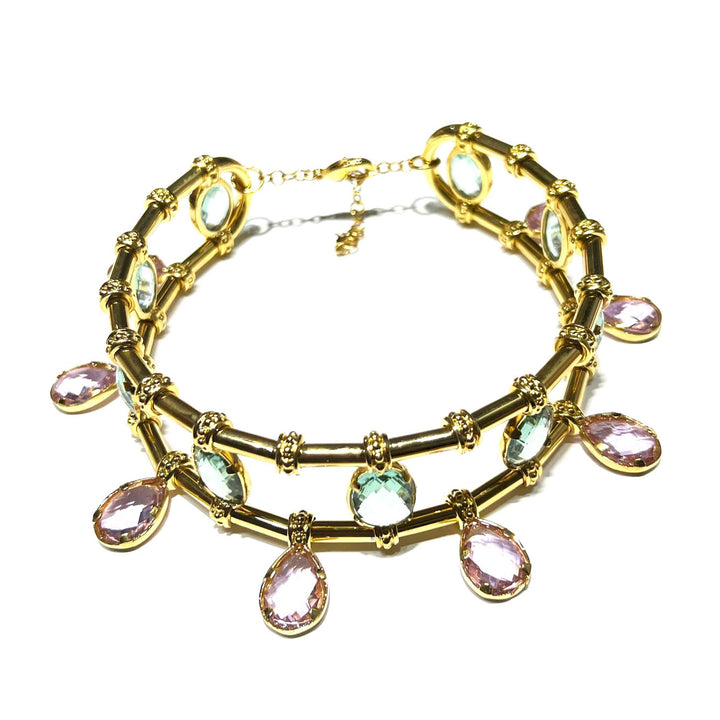 Federica Rossi bronze choker necklace PVD finish 18kt gold crystals FR.CO.21