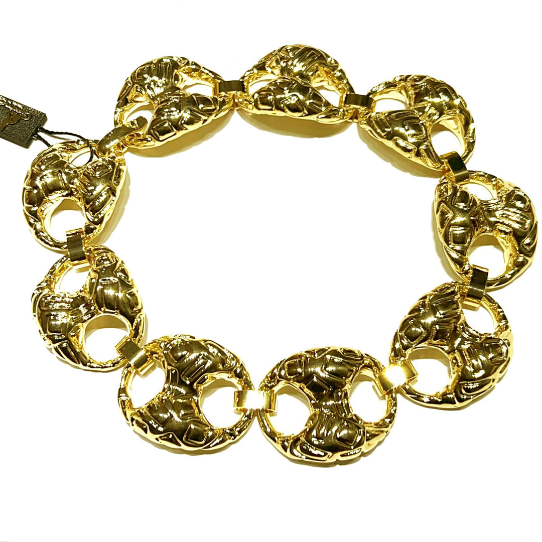Federica Rossi ketting Maglia Marina krokodileffect brons PVD afwerking 18kt geelgoud FR.CO.28