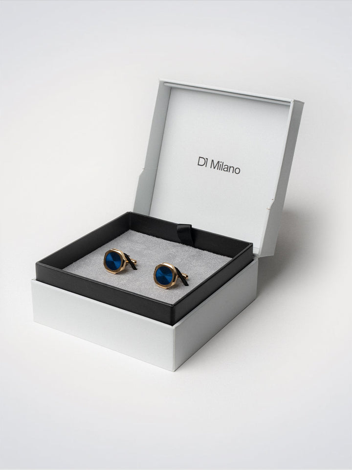 D1 Milano Blue and Gold Octagonal Cufflinks D1-JWCLSU07