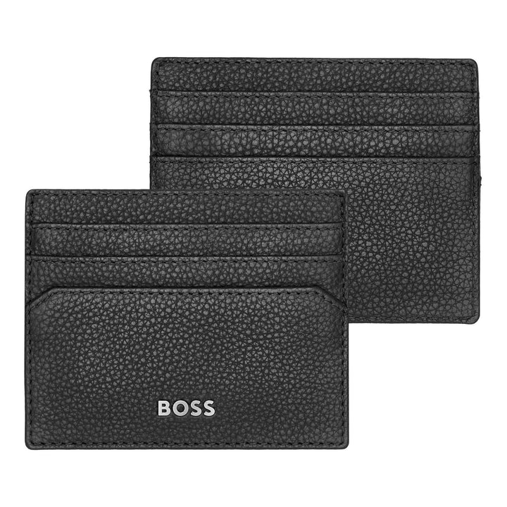 Hugo Boss Klassieke zwarte gegranuleerde kaarthouder HLC416A