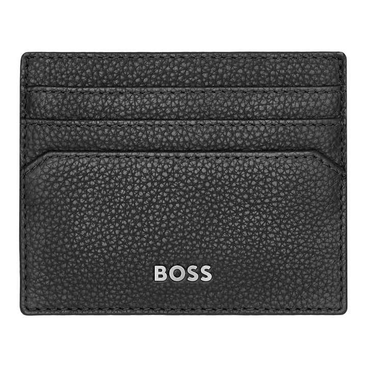 Hugo Boss Klassieke zwarte gegranuleerde kaarthouder HLC416A