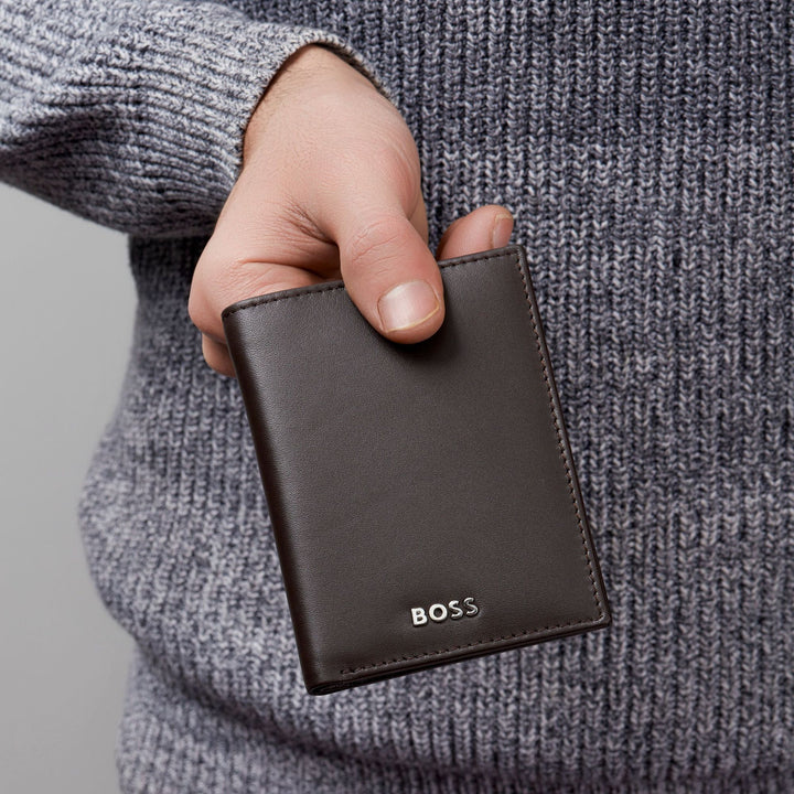 Hugo Boss Classic Smooth Brown Folding Card Holder HLE403Y