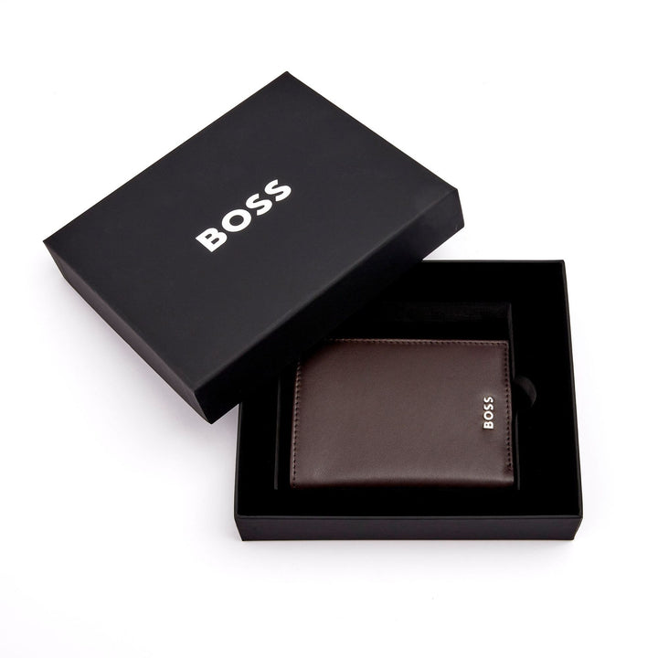 Hugo Boss Kartenhalter mit Klappe und Geldfach Classic Smooth Brown HLG403Y