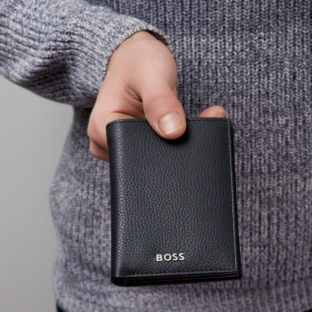 Hugo Boss Kartenhalter mit Klappe und Geldfach Classic Grained Black HLG416A