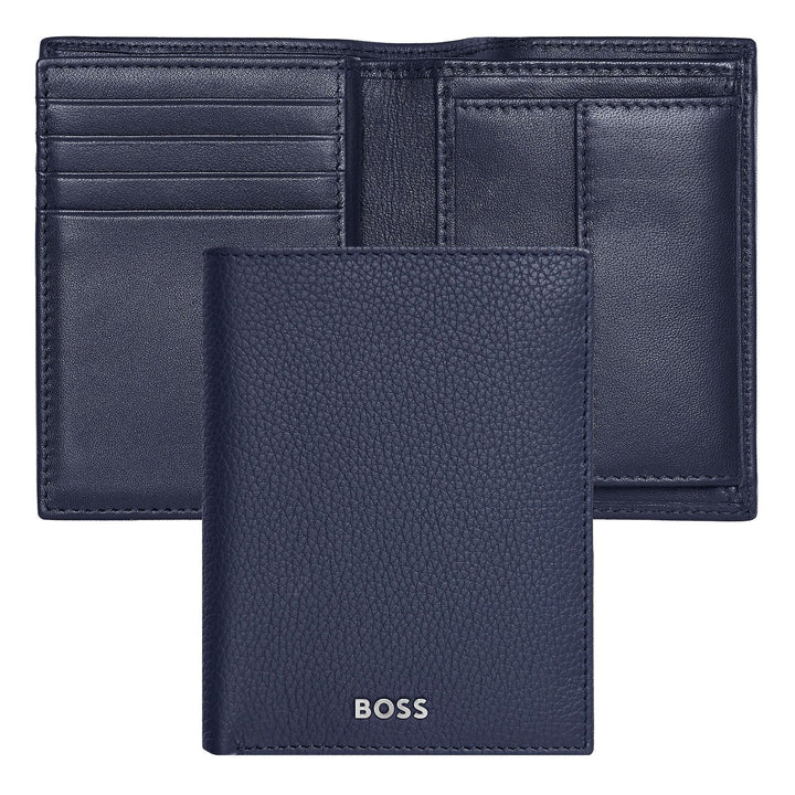 Hugo Boss Card Holder with Flap and Money Pocket Classic Grained Navy HLG416N