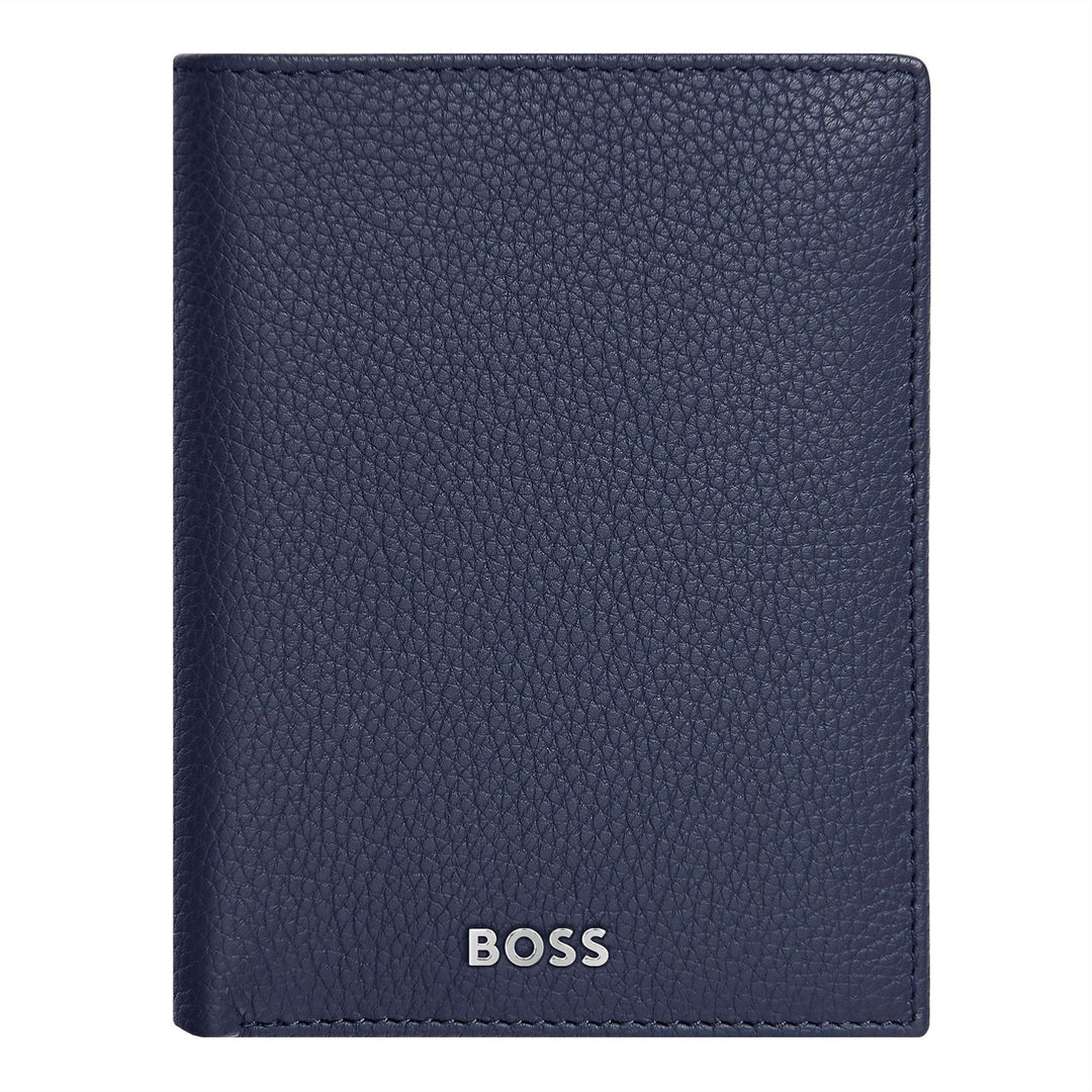 Hugo Boss Card Holder with Flap and Money Pocket Classic Grained Navy HLG416N