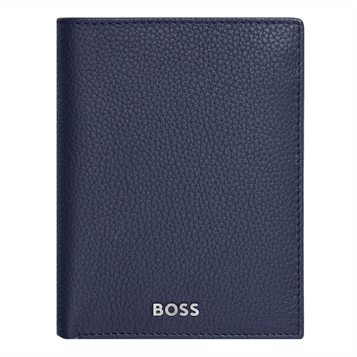 Hugo Boss Card Holder with Flap and Money Pocket Classic Grained Navy HLG416N