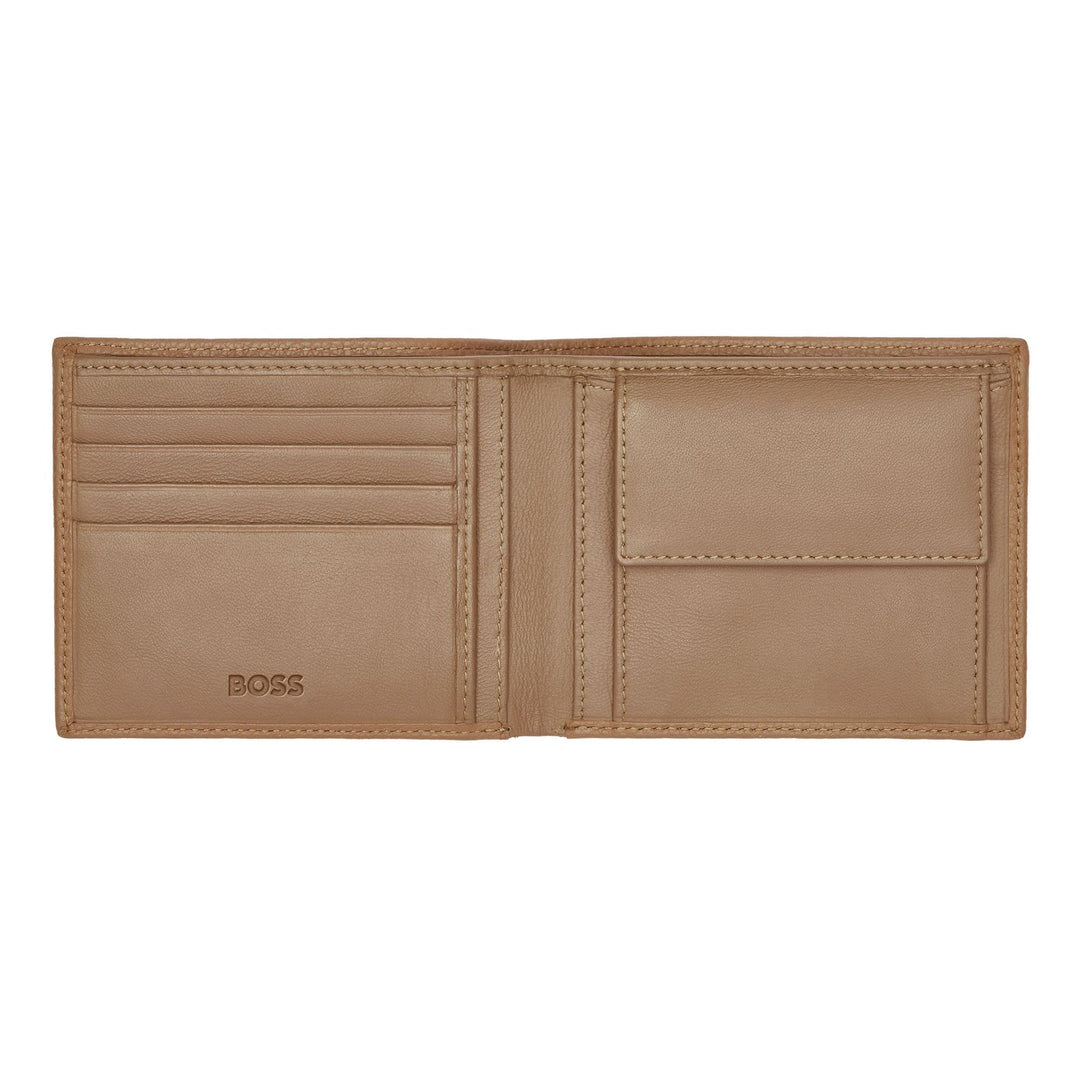 Hugo Boss klassische granulierte Kamelgeldbörse HLM416X