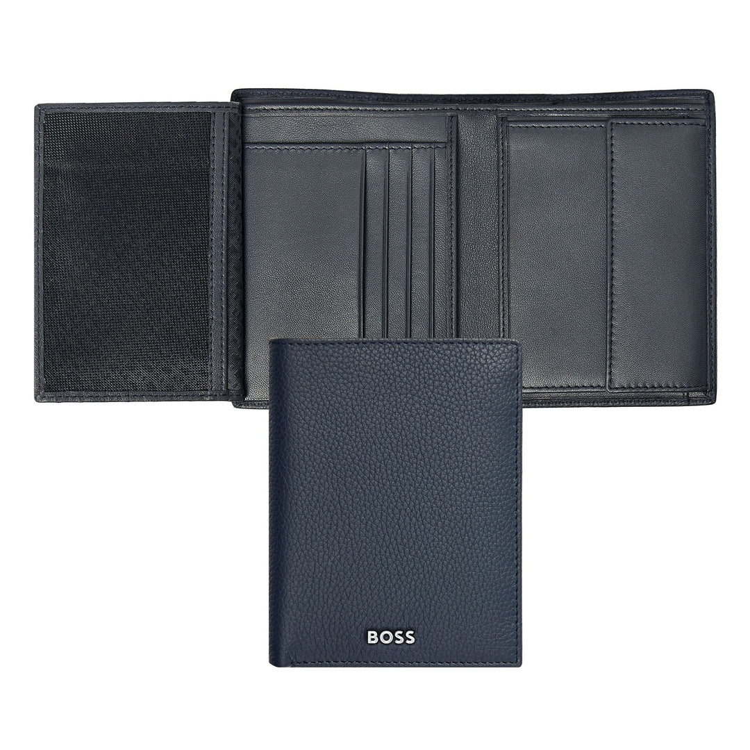 Hugo Boss Verticale portemonnee met klep Classic Granulated Navy HLO416N