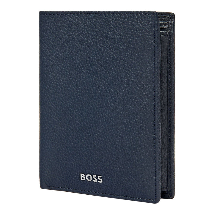 Hugo Boss Verticale portemonnee met klep Classic Granulated Navy HLO416N