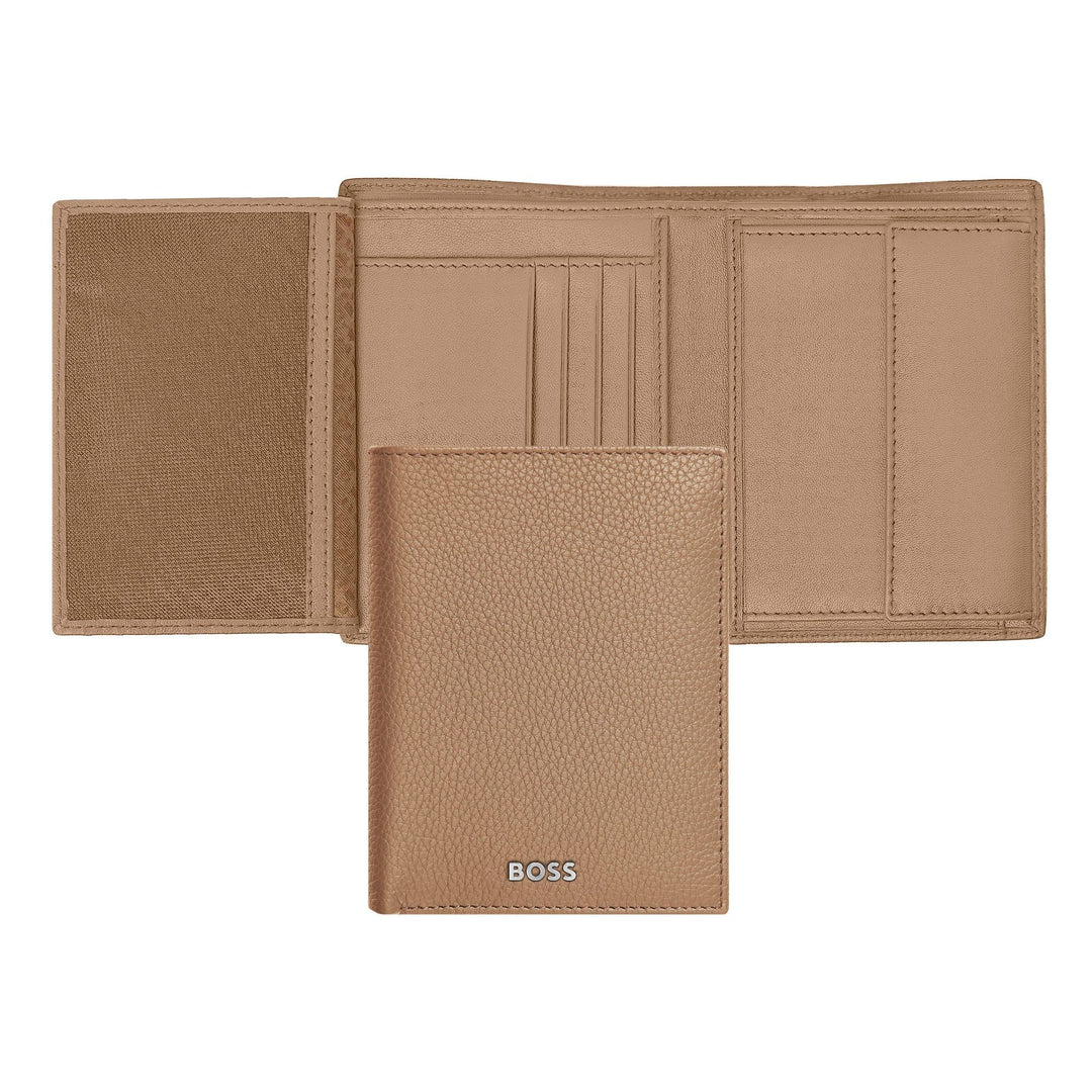 Hugo Boss Verticale portemonnee met klep Classic Granulated Camel HLO416X