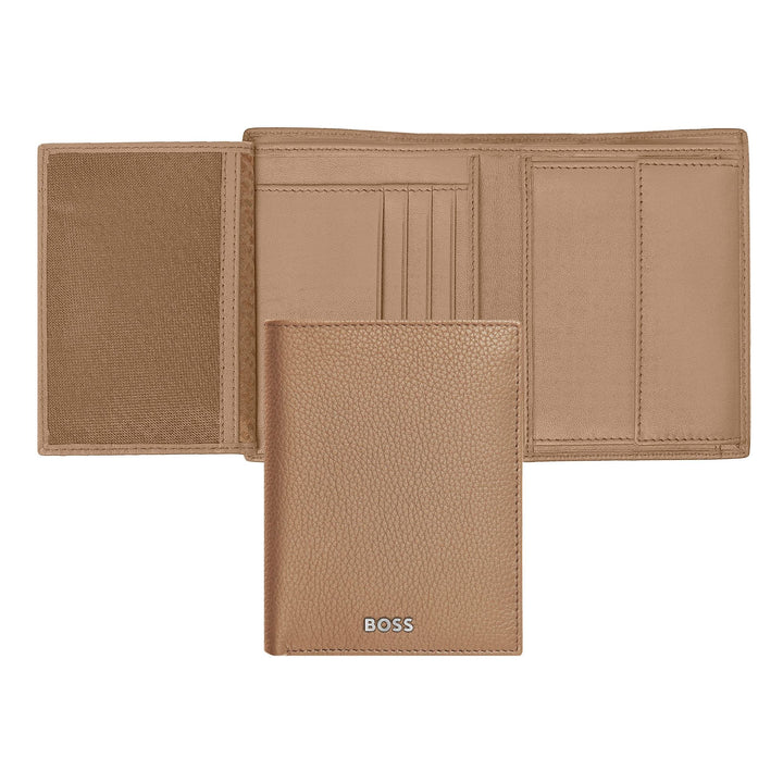 Hugo Boss Verticale portemonnee met klep Classic Granulated Camel HLO416X