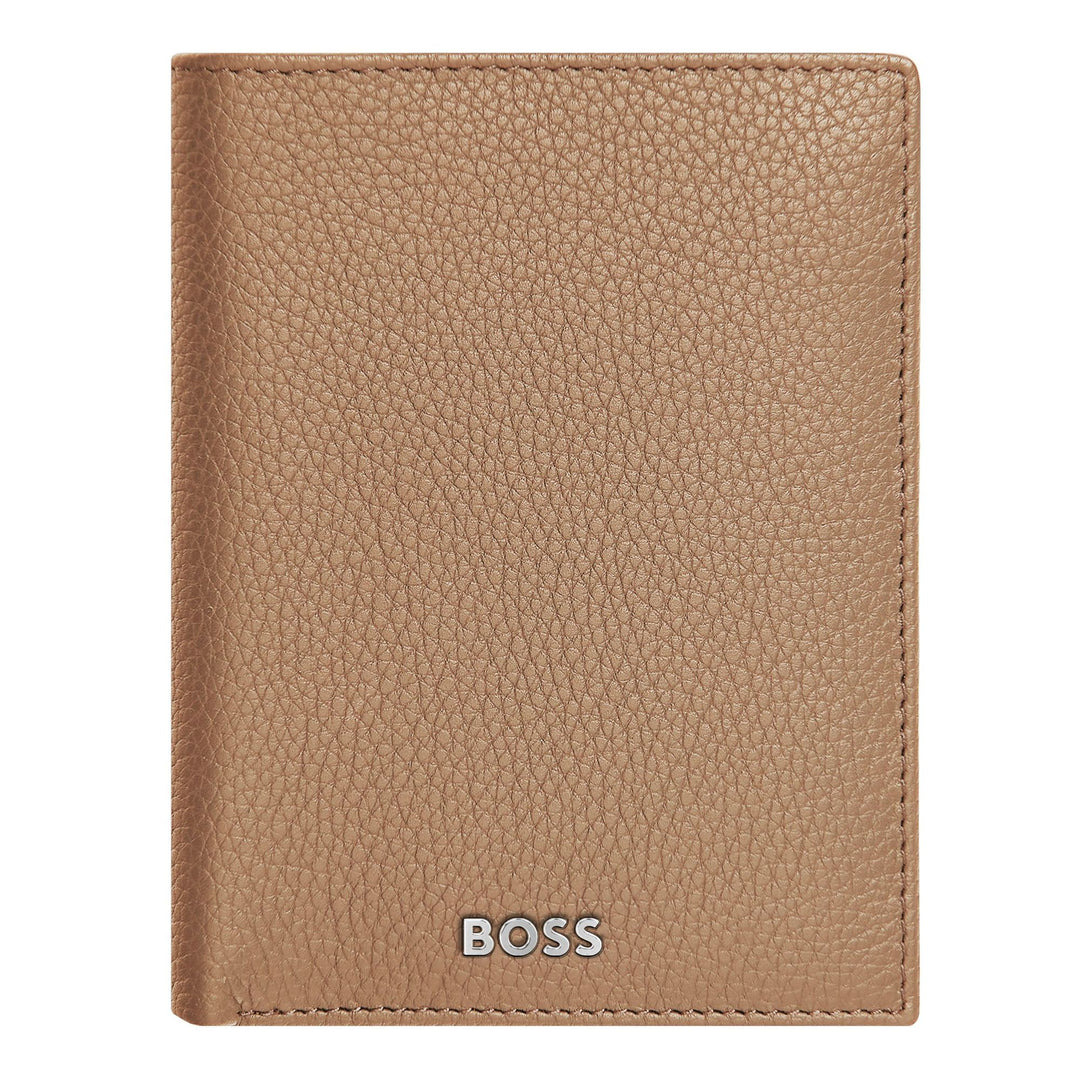 Hugo Boss Verticale portemonnee met klep Classic Granulated Camel HLO416X
