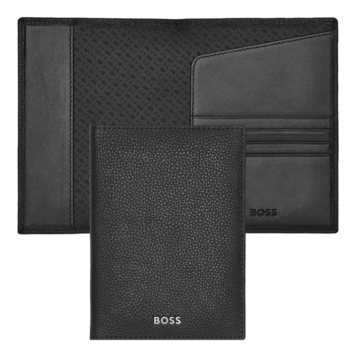 Hugo Boss paspoorthouder klassiek generfd zwart HLP416A