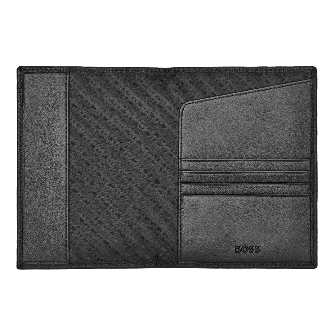 Hugo Boss paspoorthouder klassiek generfd zwart HLP416A