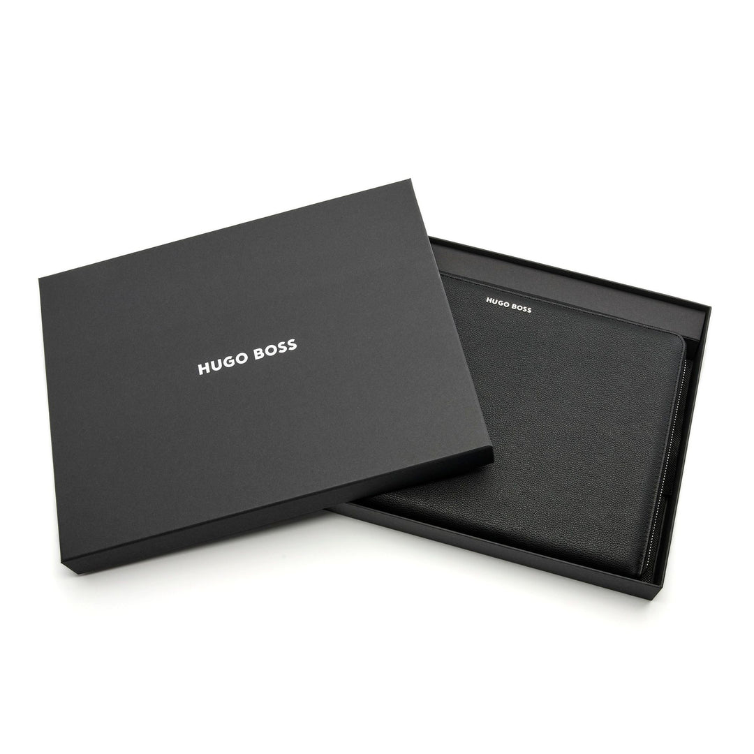 Hugo Boss A4 conferentiemap met ritssluiting Puur iconisch zwart HTA410A