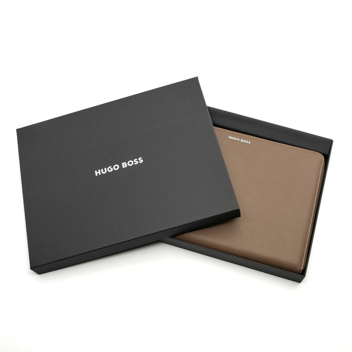 Hugo Boss Pure Iconische A4 documentenmap met ritssluiting Camel HTA410X