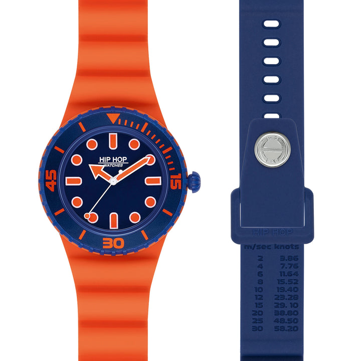 Hip-Hop-Uhr Master Orange/Blau 41 mm HWU1234