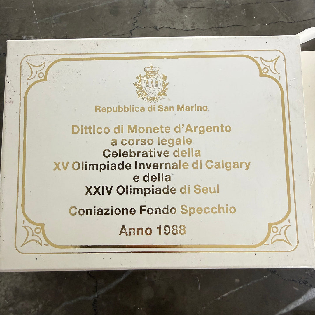 Silbermünzen Republik San Marino XV. Olympische Winterspiele in Calgary und XXIV. Olympische Winterspiele in Seoul 1988