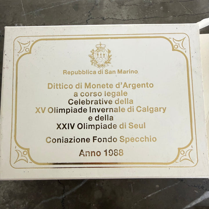 Silbermünzen Republik San Marino XV. Olympische Winterspiele in Calgary und XXIV. Olympische Winterspiele in Seoul 1988